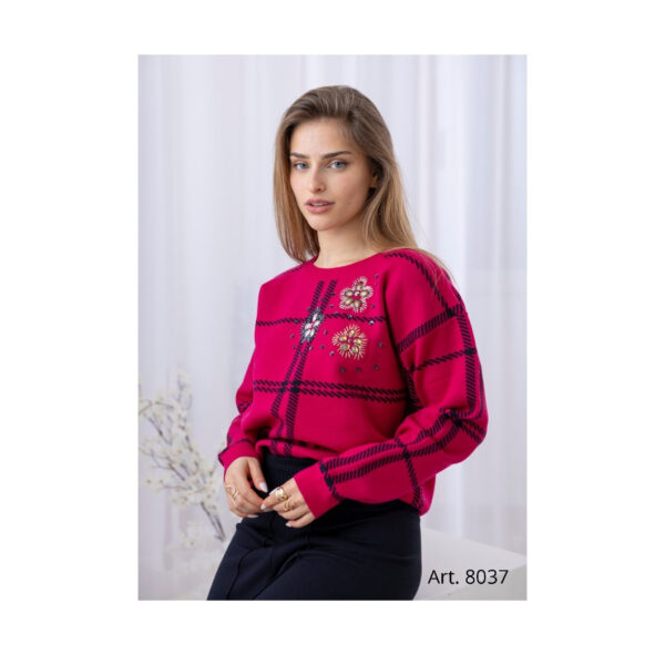 Sweater 8037 Bordado - Fucsia negro