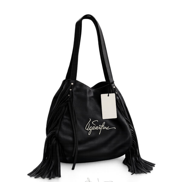 Shopping Bag Chiara con flecos - Negro