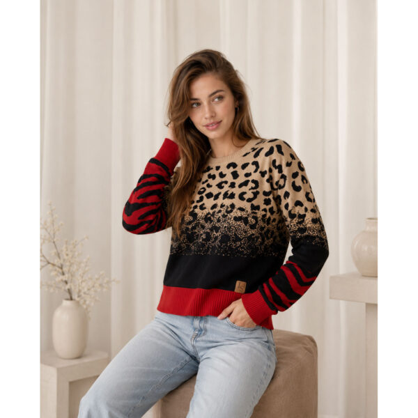 Sweater 9164 Print - Beige con negro